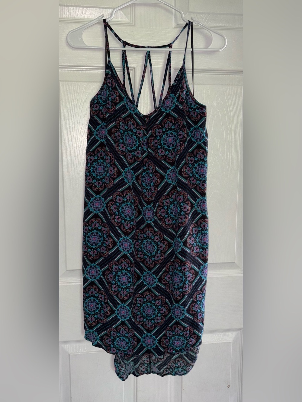 NWT ASTR The Label Black/Green Print Hi Low Strappy Sundress Size L